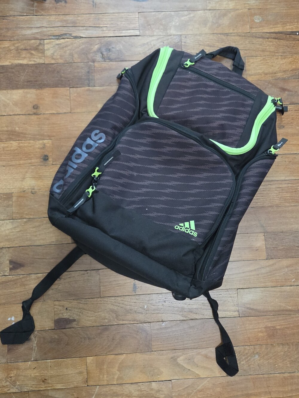 Adidas Black and Green Backpack